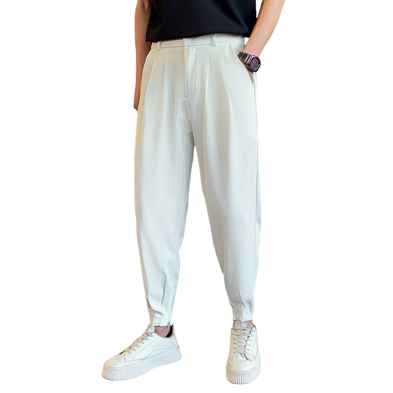 白パンツ シンプルテーパードスラックス