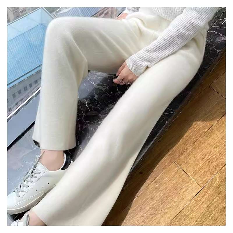 白パンツ お洒落ハイライズ ワイドストレートパンツ