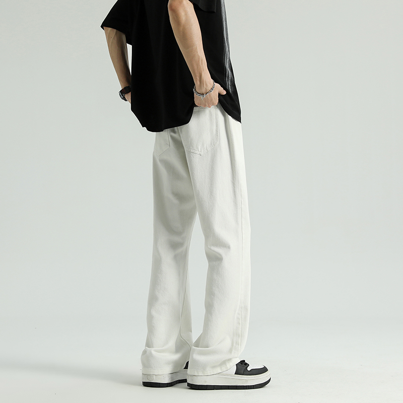 白パンツ ゆったりストレート デニムパンツ