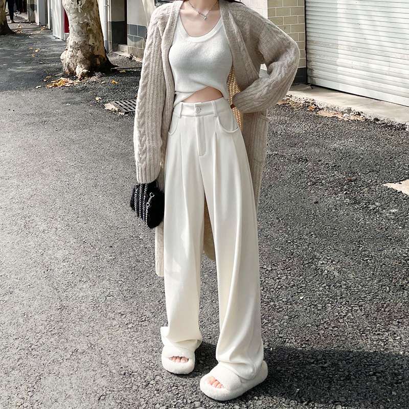 白パンツ ストレートワイドパンツ