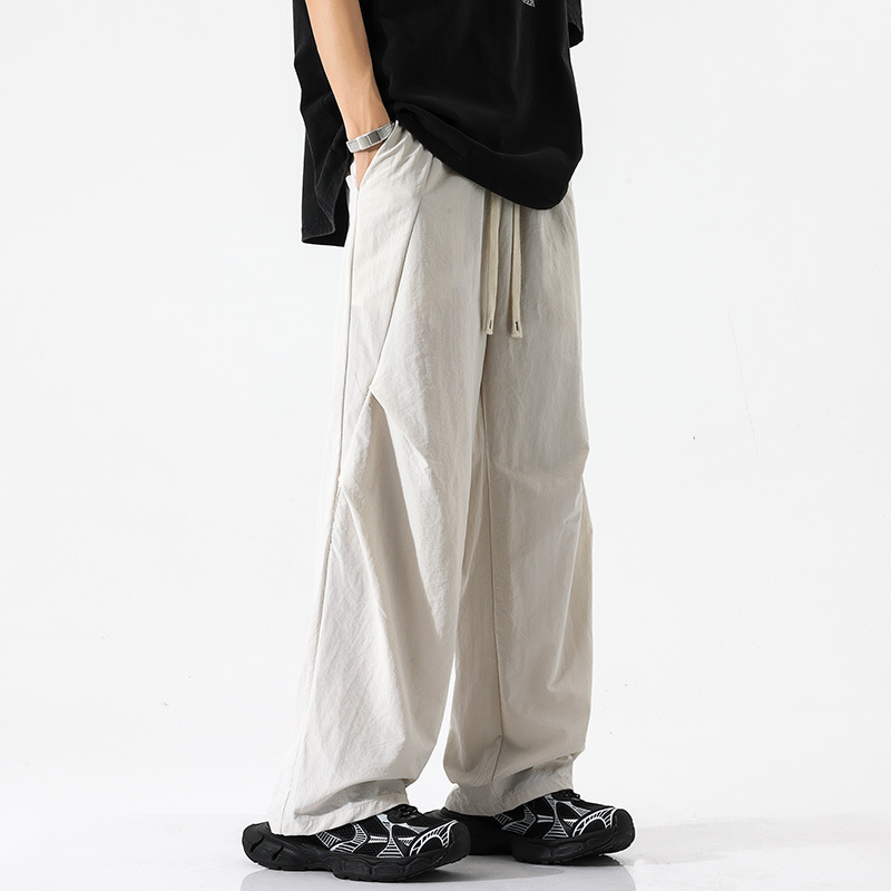 白パンツ 風合い麻調ワイドパンツ