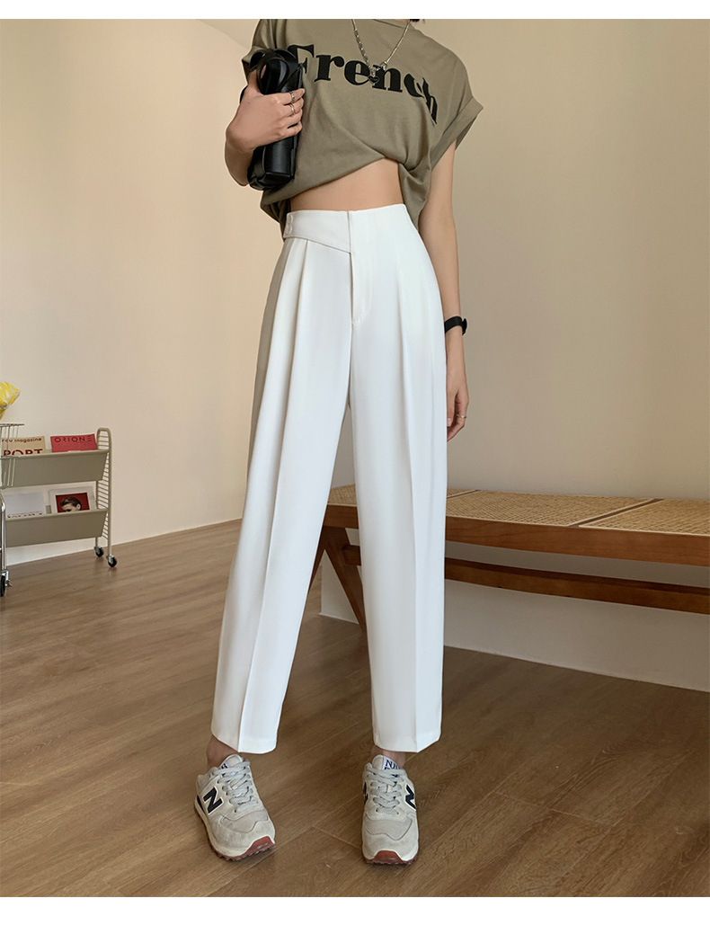 白パンツ センタープレス ドレープ パンツ