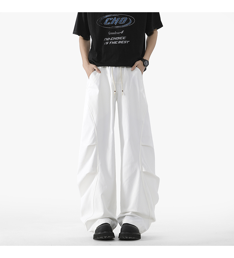 白パンツ ドローコード ワイドパンツ