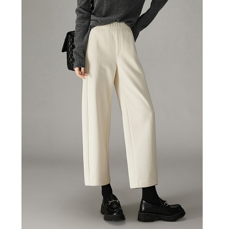 白パンツ あったか裏起毛ストレートパンツ
