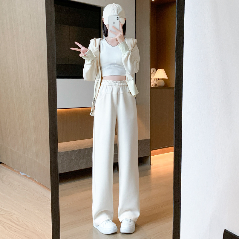 白パンツ ゆったりストレート楽ちんパンツ