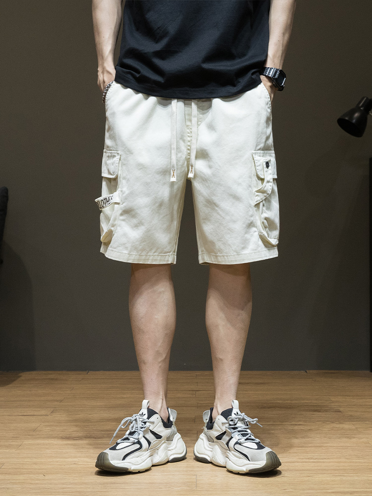 白パンツ ゆったり機能性ポケットハーフパンツ