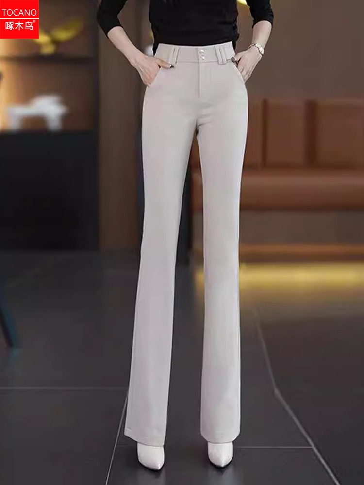 白パンツ 美脚シルエット ストレートパンツ