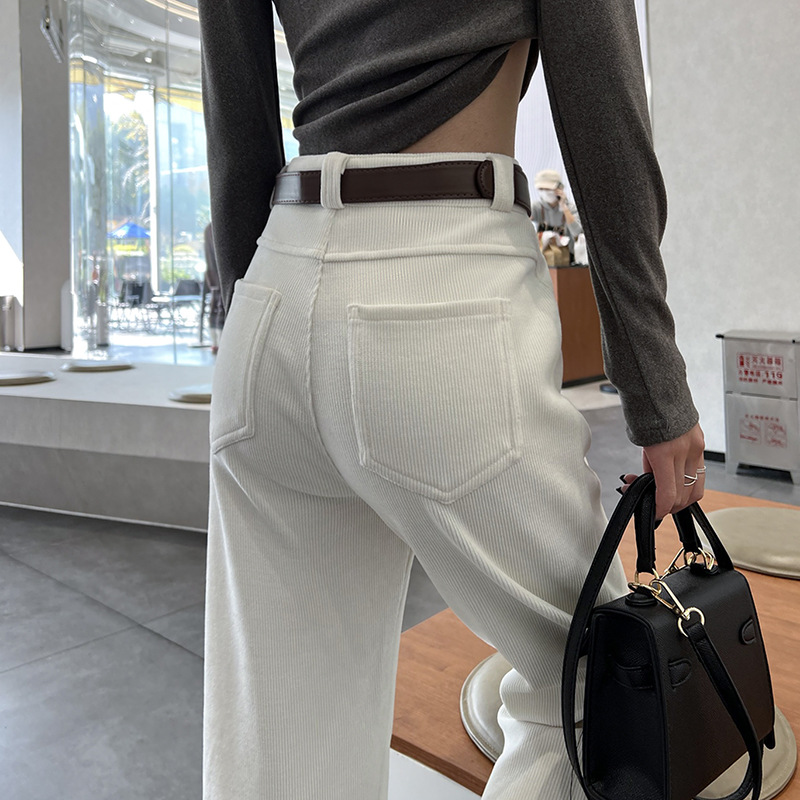 白パンツ コーデュロイワイドパンツ