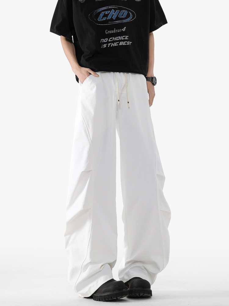 白パンツ ドローコード ワイドパンツ