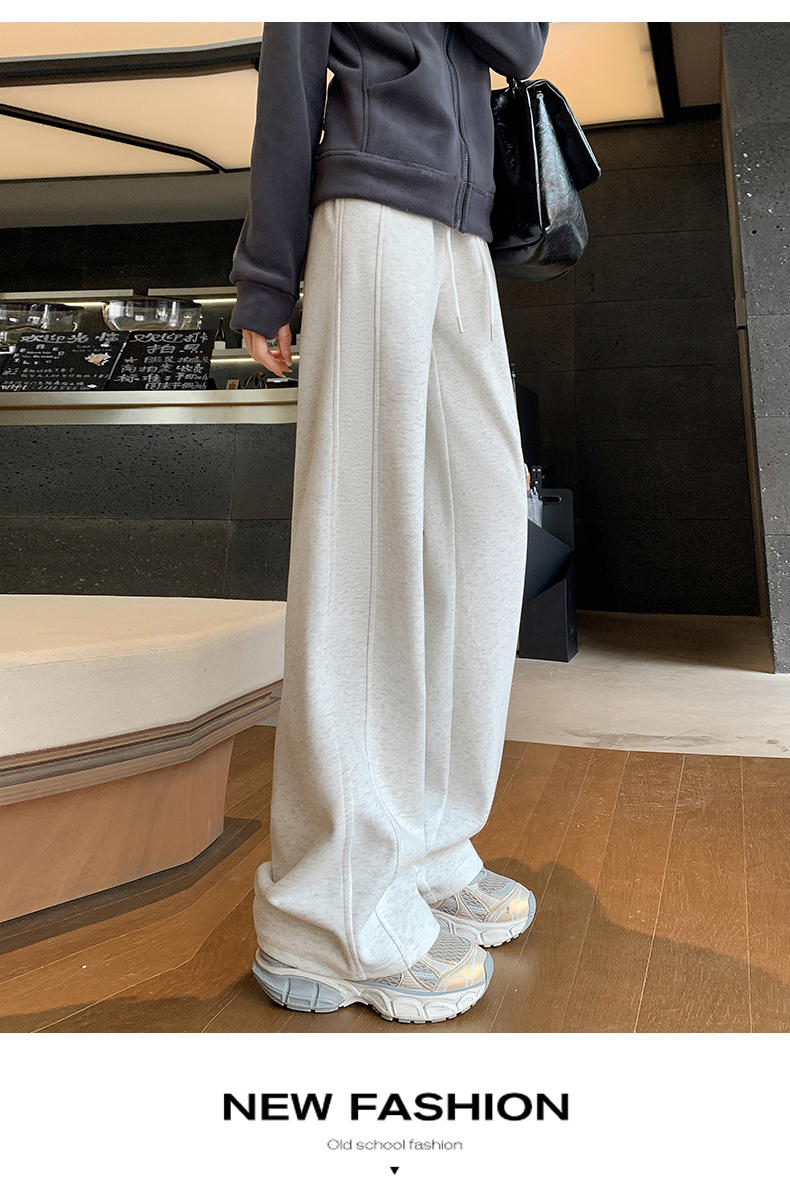 白パンツ もこもこ裏起毛ワイドパンツ