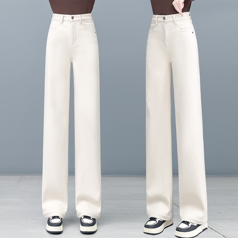 白パンツ レディース ストレート美脚パンツ