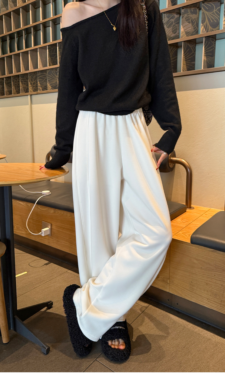 白パンツ なめらか落ち感ワイドパンツ