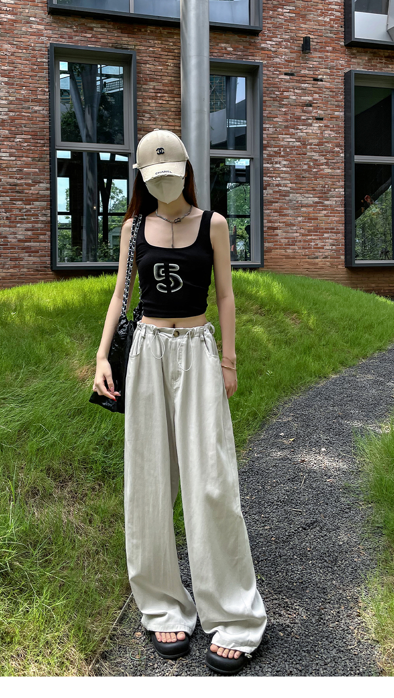 白パンツ ドローコード ワイドカーゴパンツ