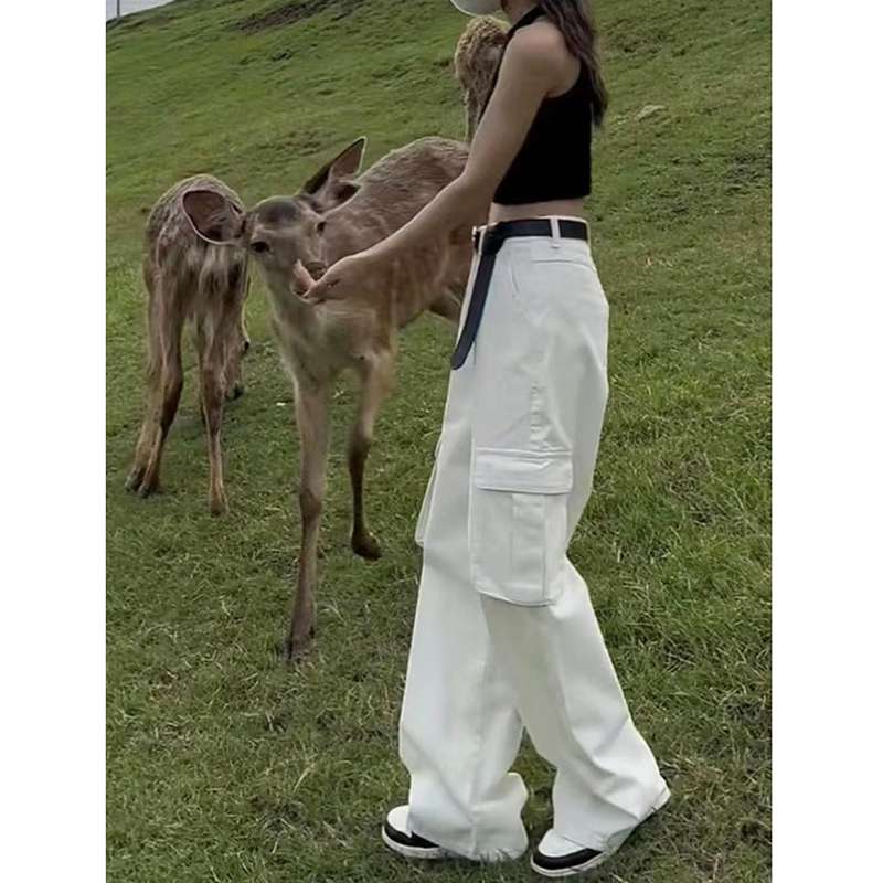 白パンツ カーゴワイドパンツ