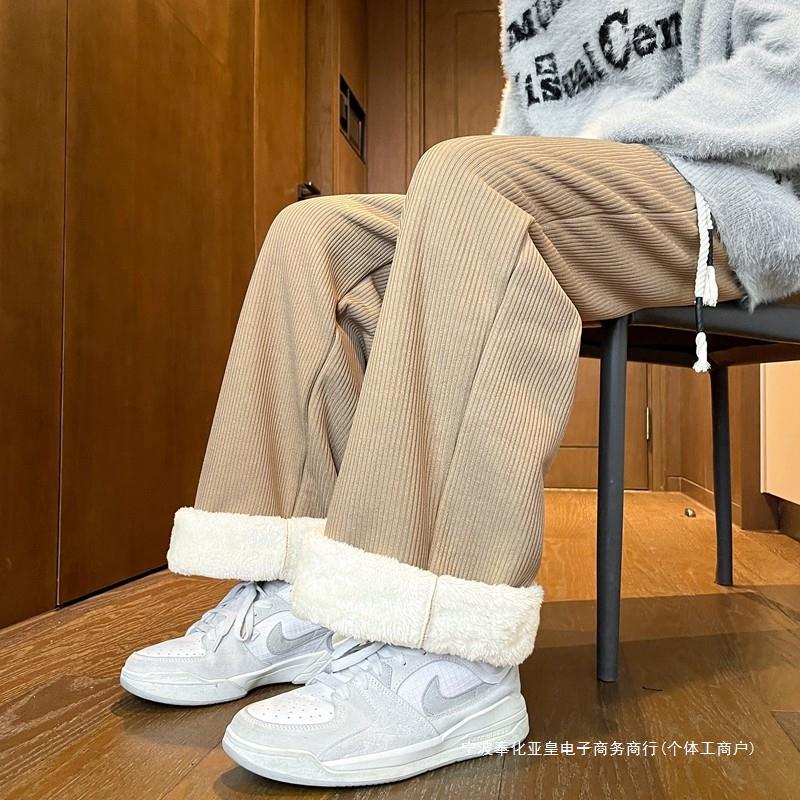 白パンツ もこもこ裏ボアコーデュロイパンツ