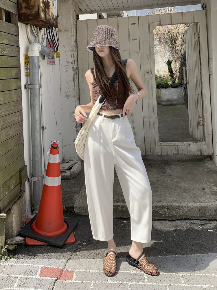 白パンツ リラックスシルエット ワイドパンツ