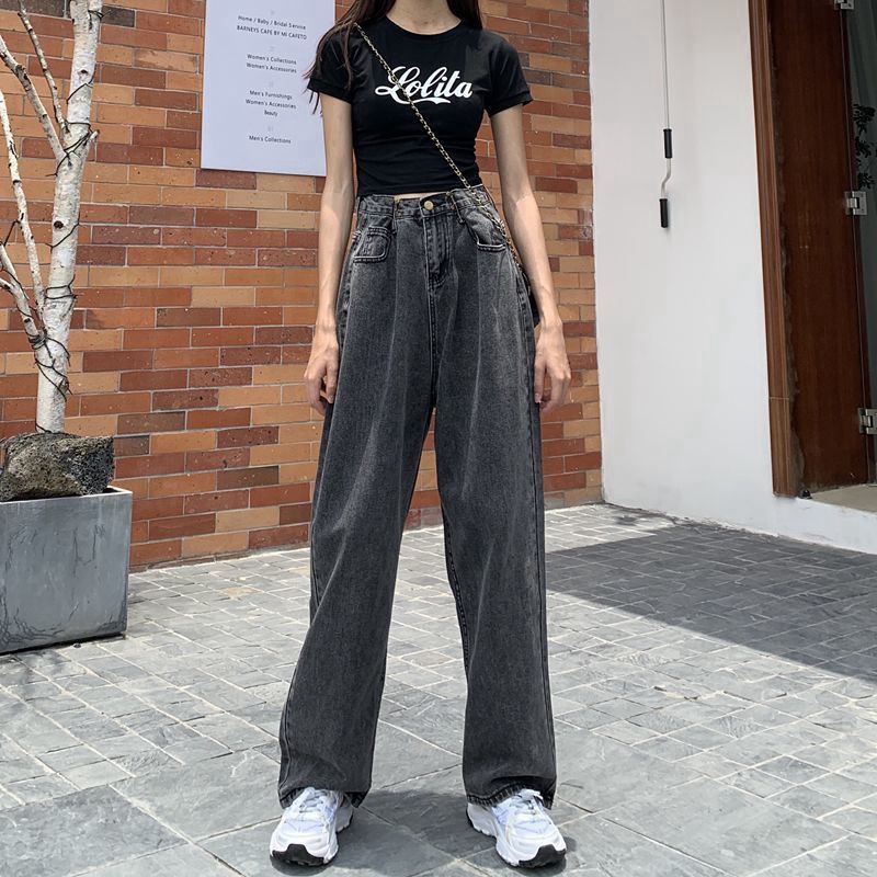白パンツ ストレートワイドデニムパンツ