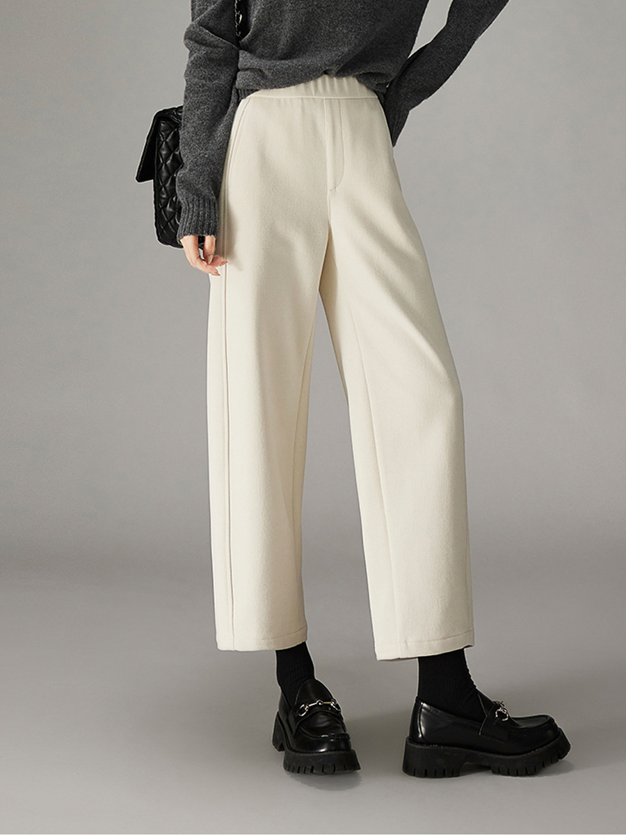 白パンツ あったか裏起毛ストレートパンツ