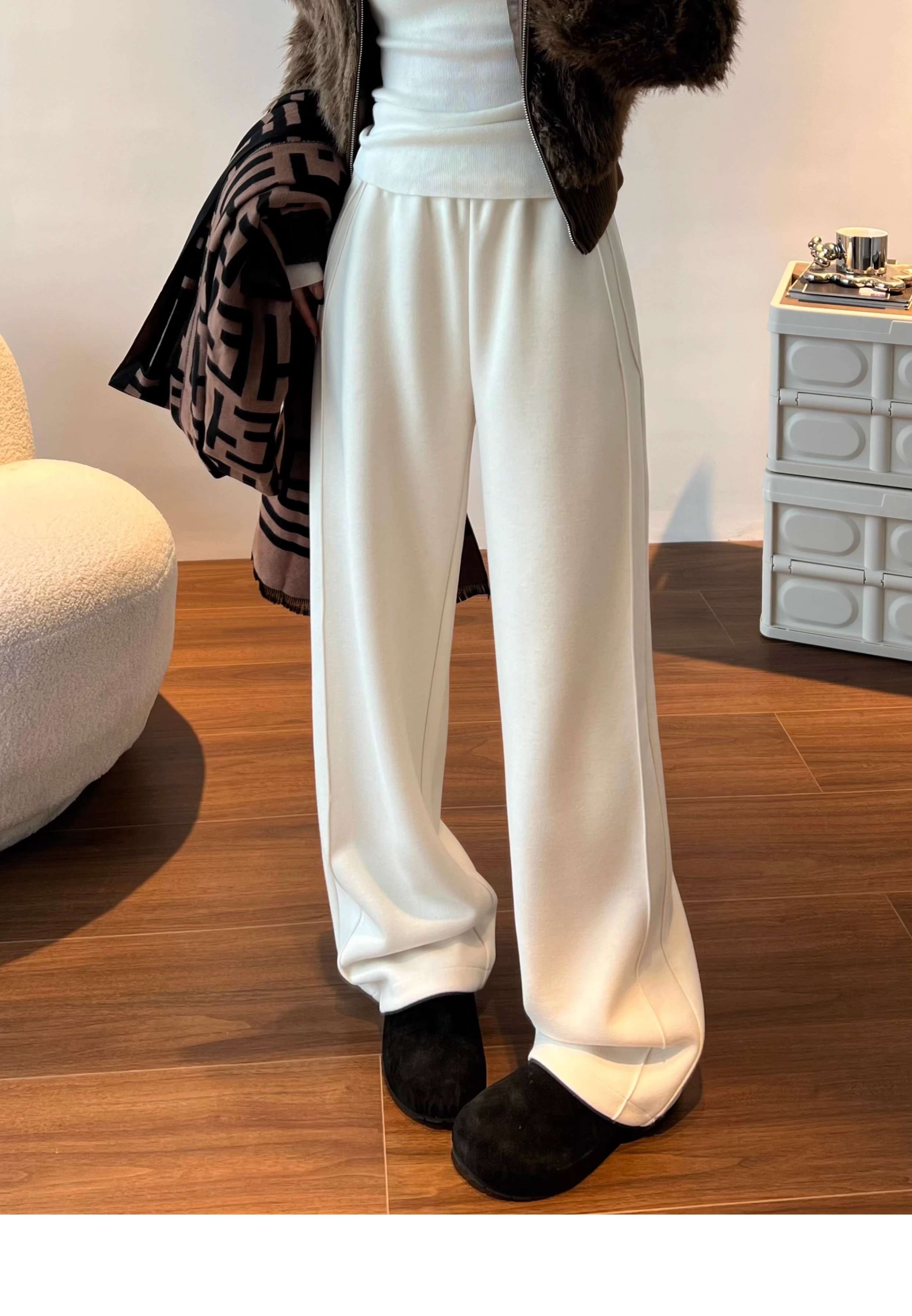 白パンツ リラックス楽ちんワイドパンツ