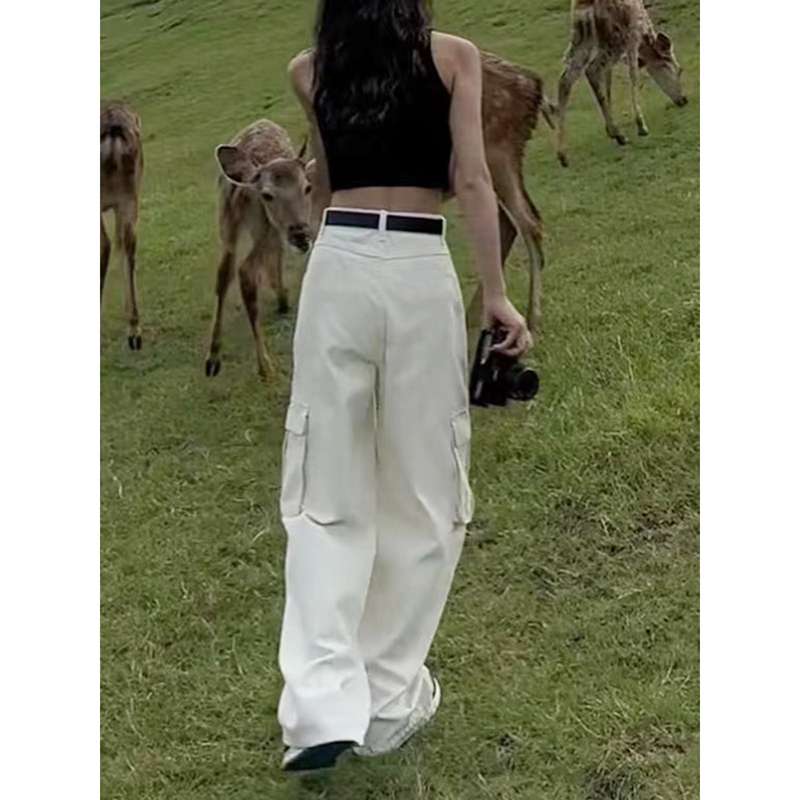 白パンツ カーゴワイドパンツ