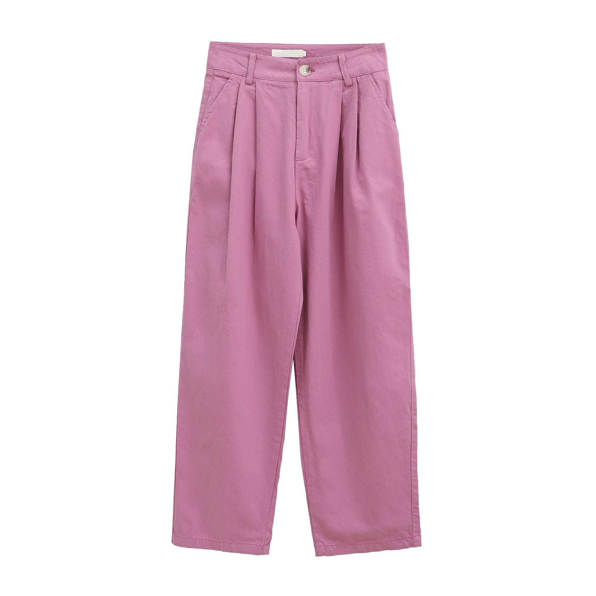 白パンツ タック入りストレートパンツ