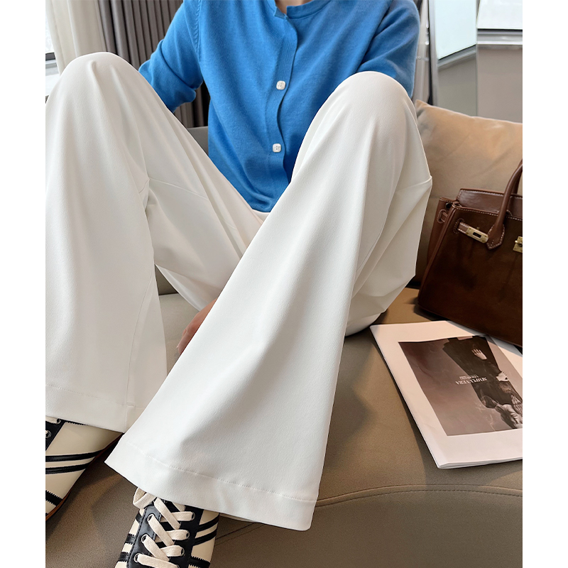 白パンツ ワイドシルエット ドレープスラックス