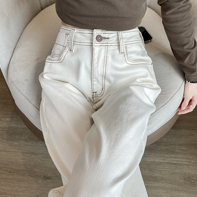 白パンツ ゆったりストレート白パンツ