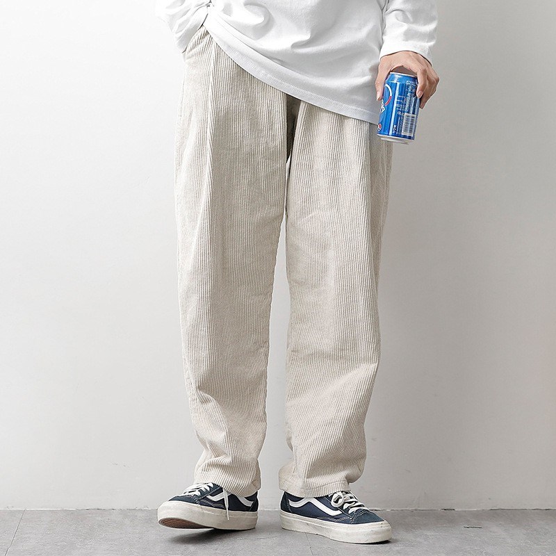 白パンツ コーデュロイリラックスパンツ