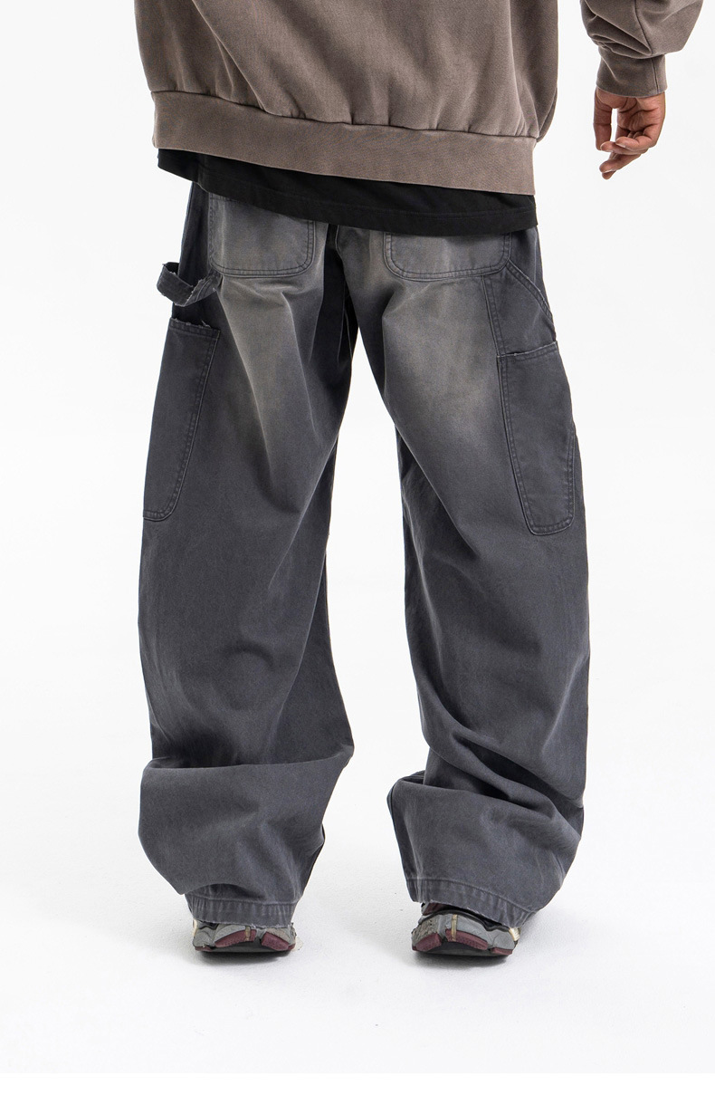 男女兼用 ワーク系 ワイドパンツ 白パンツ ストリート ボトムス