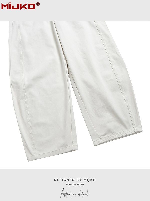 男女兼用 白パンツ ワイド ストリート系 秋冬新作