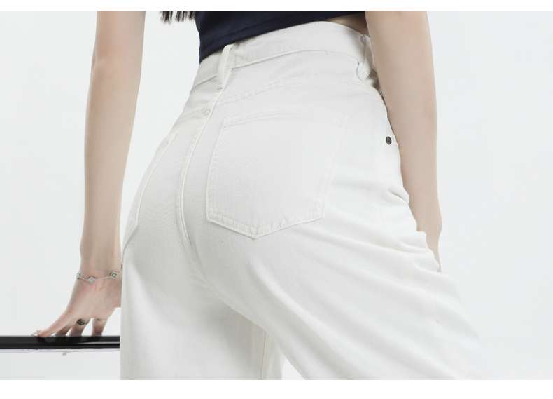 白パンツ ストレートシルエット美脚パンツ