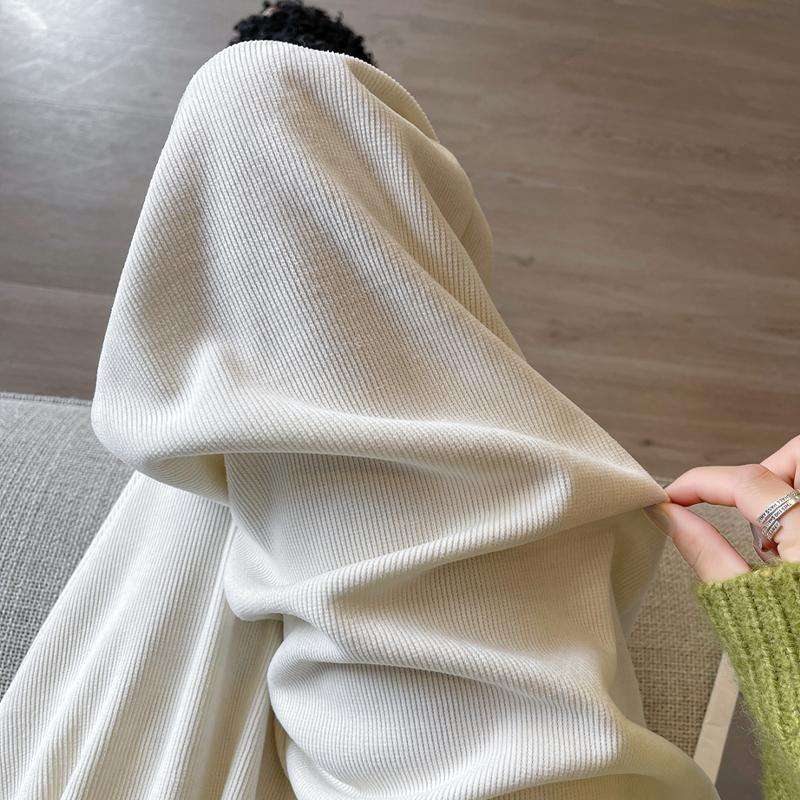 白パンツ コーデュロイワイドストレートパンツ