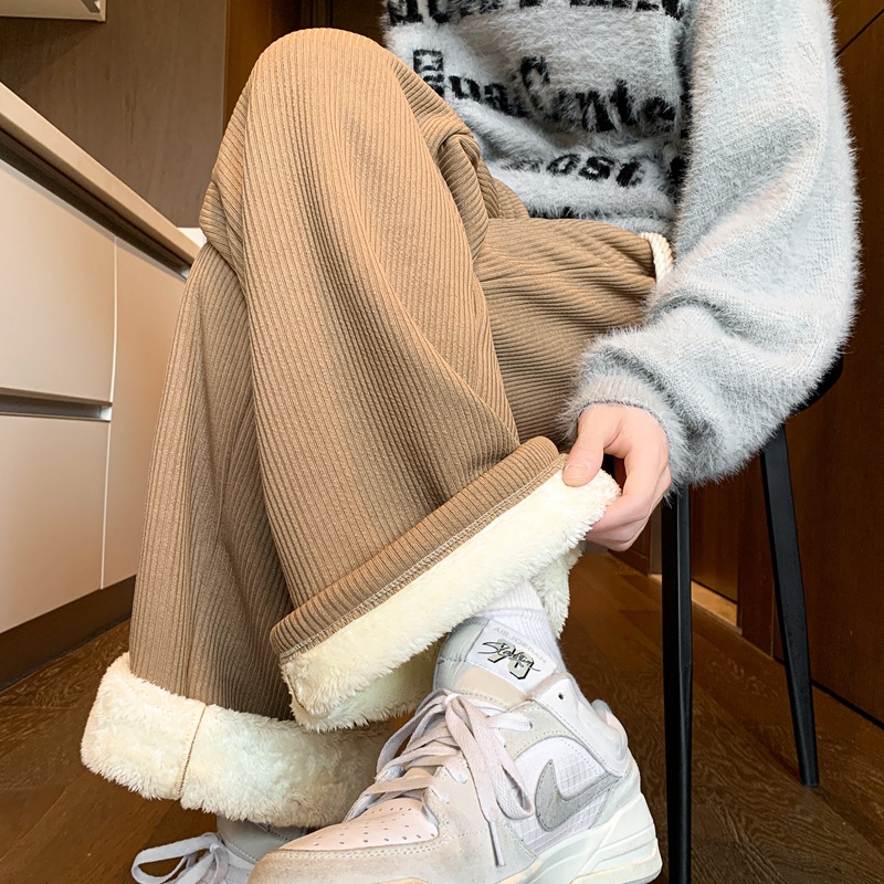 白パンツ もこもこ裏ボアコーデュロイパンツ