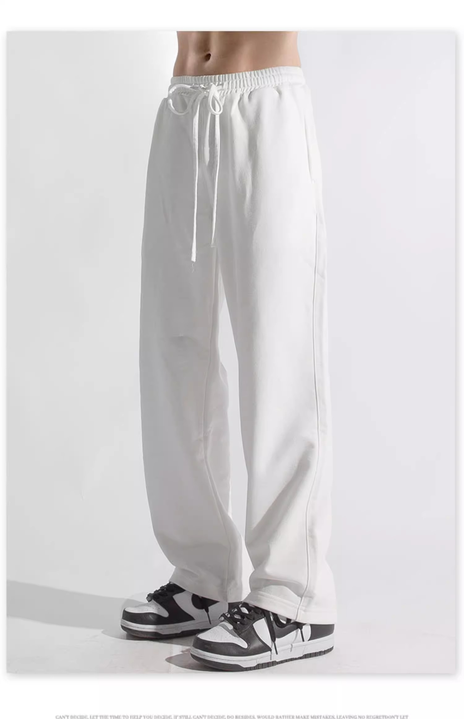 白パンツ ゆったりリラックスドロストパンツ
