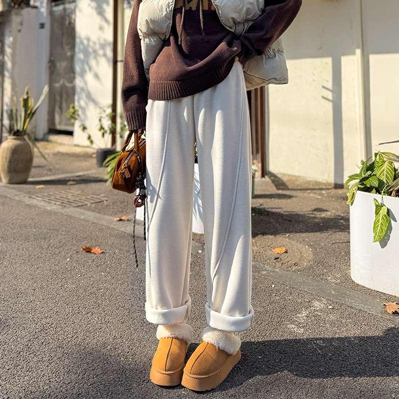 白パンツ デイリー ウエストゴム ワイドパンツ