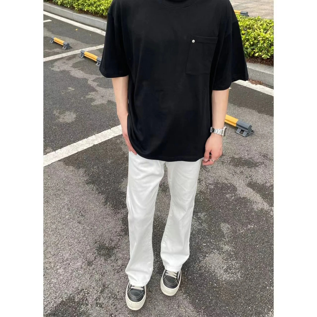 白パンツ ストレートデニムパンツ
