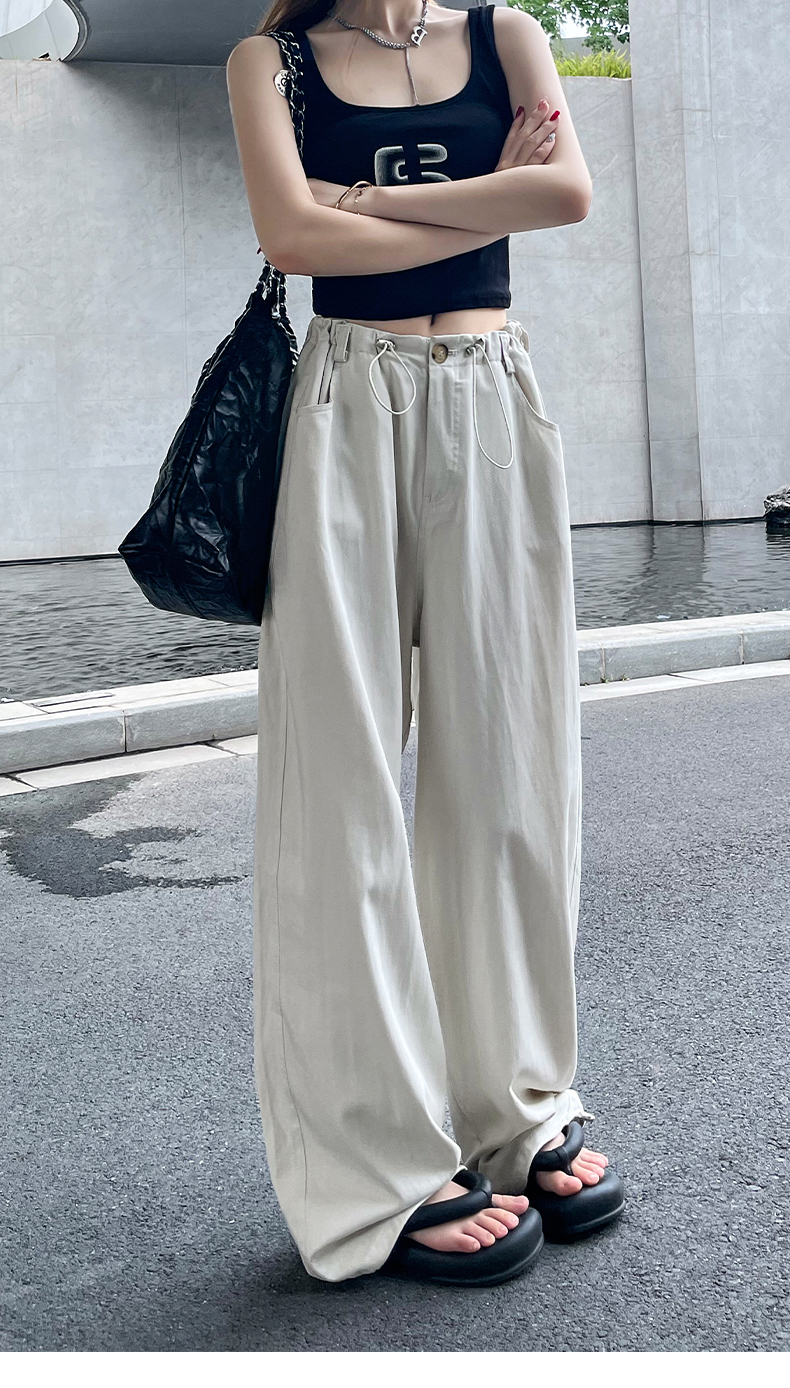 白パンツ ドローコード ワイドカーゴパンツ