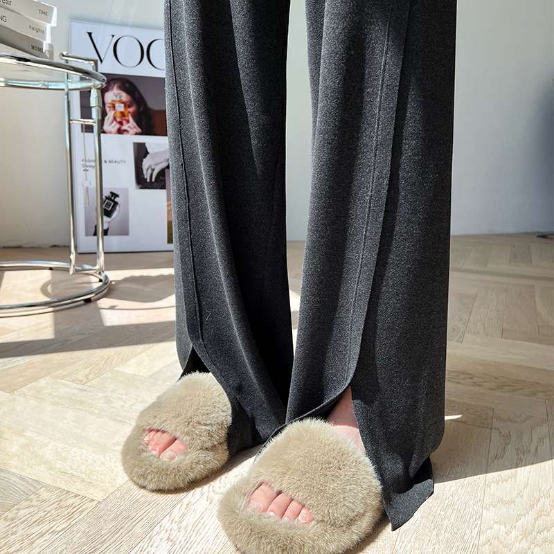 白パンツ ドレープゆるフレアパンツ