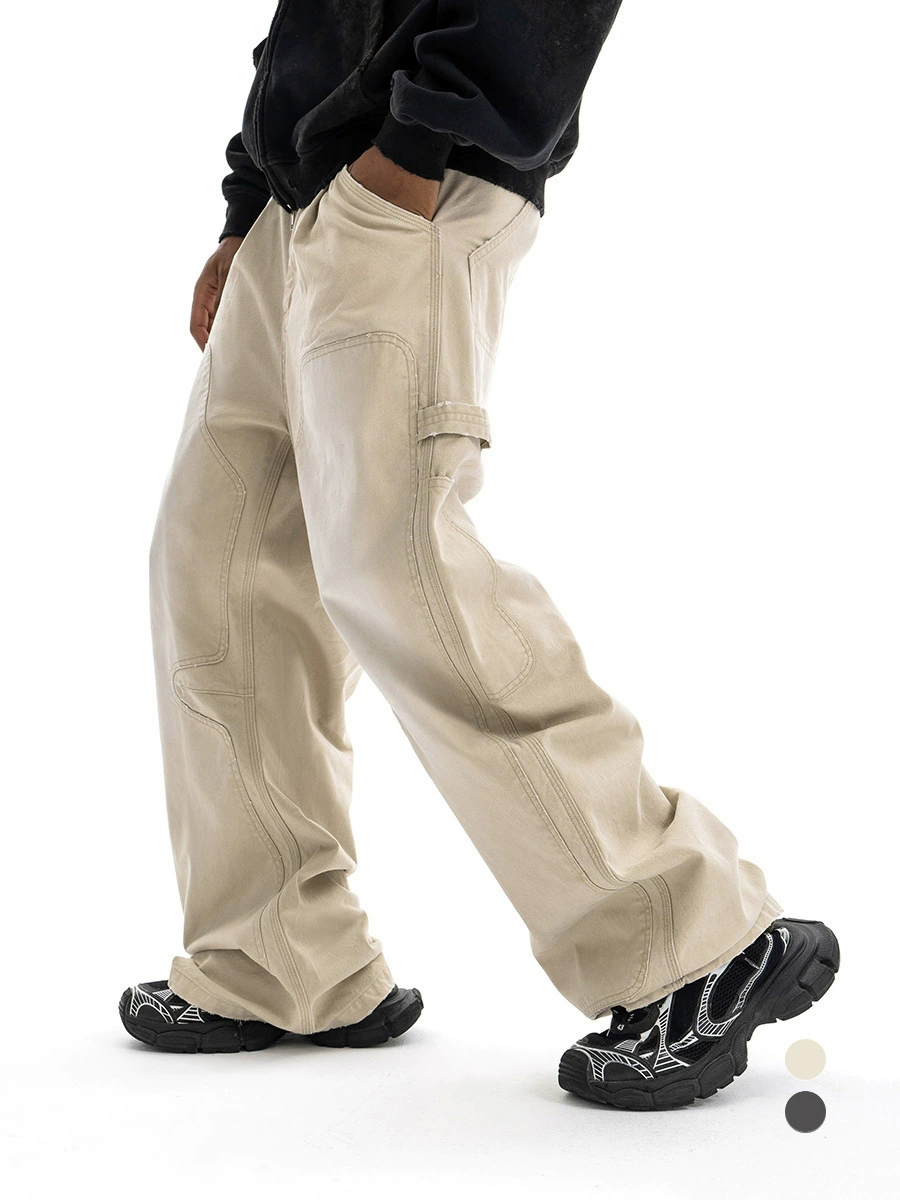 男女兼用 ワーク系 ワイドパンツ 白パンツ ストリート ボトムス