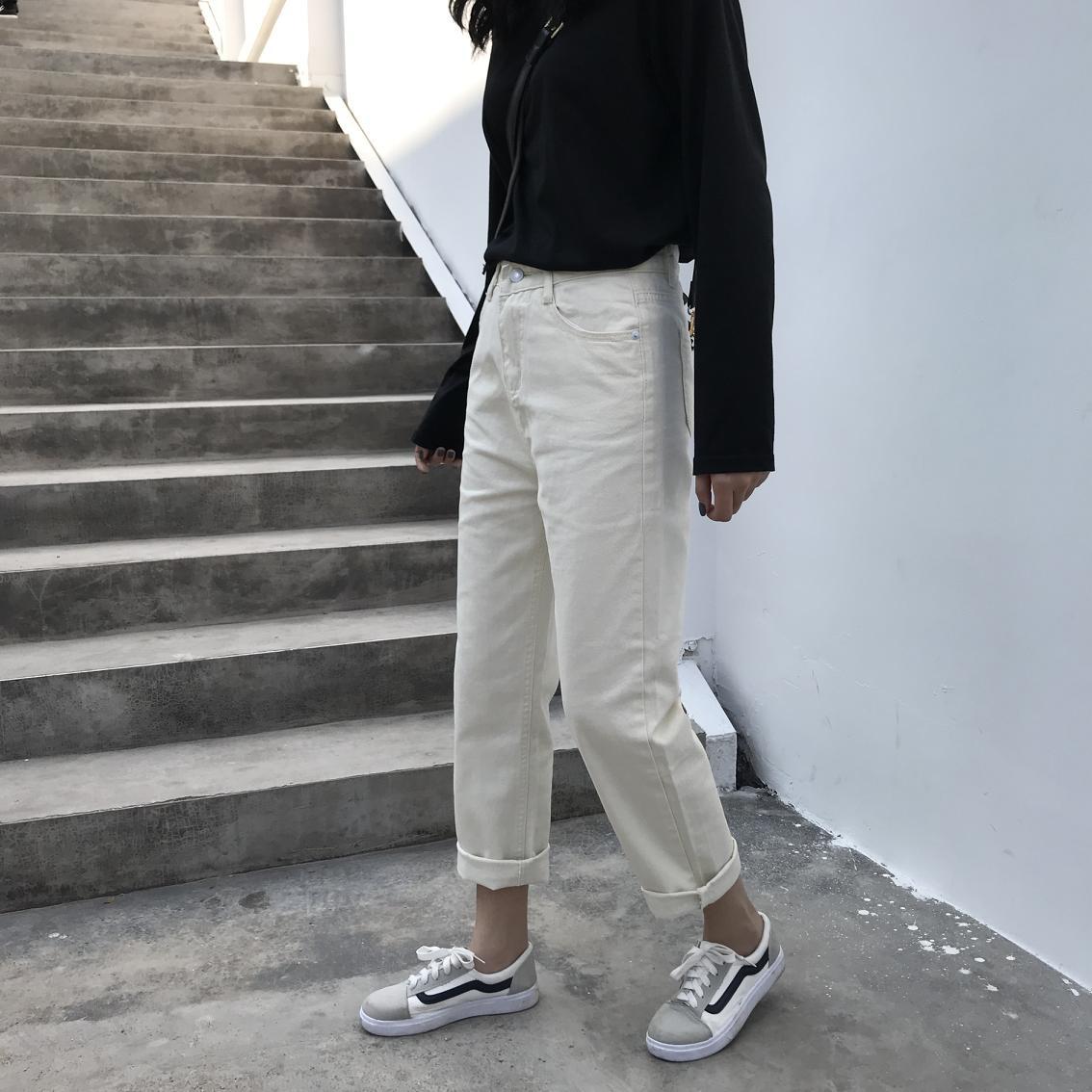 白パンツ ストレート デニム パンツ