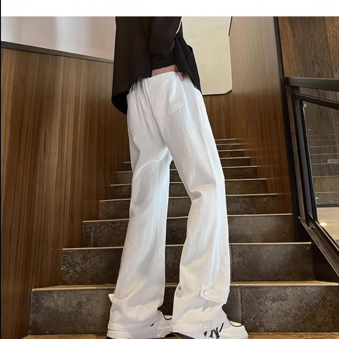 白パンツ ゆったりストレートパンツ