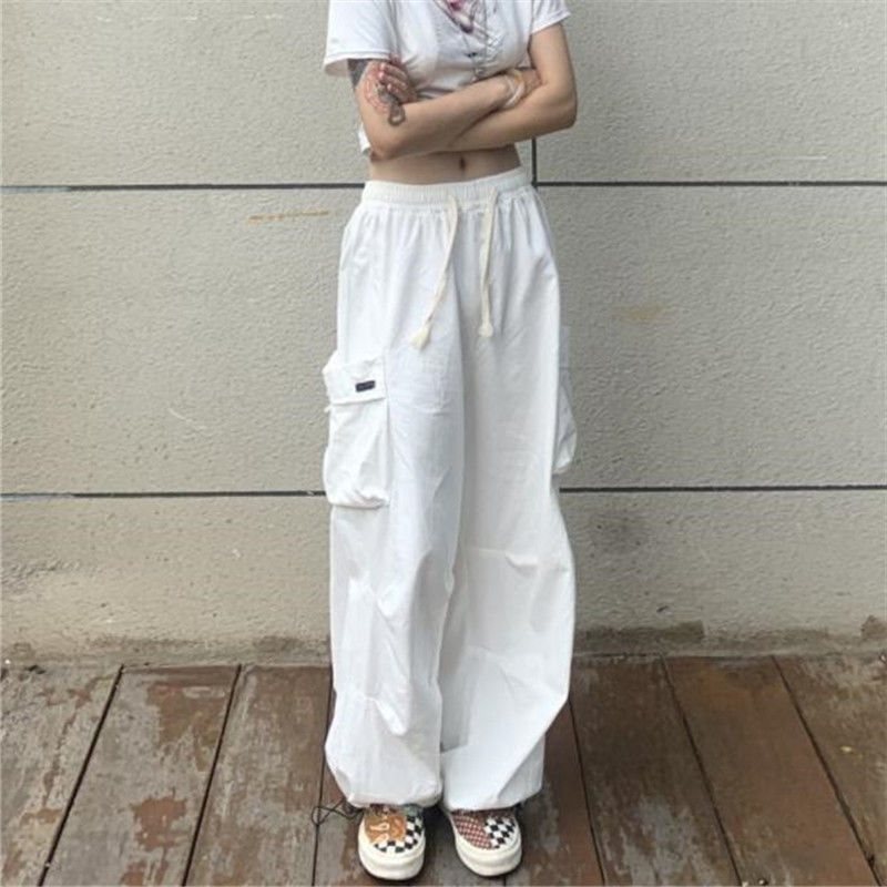 白パンツ ワイドシルエット カーゴパンツ