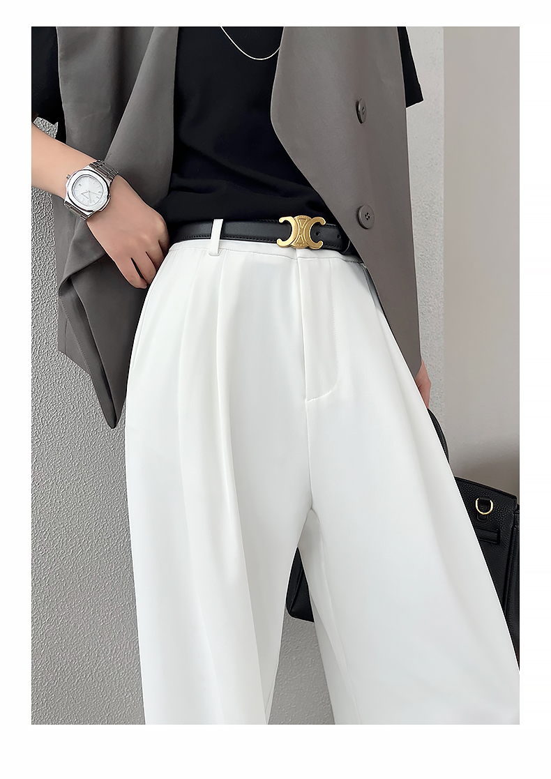 白パンツ ワイドシルエット ドレープスラックス