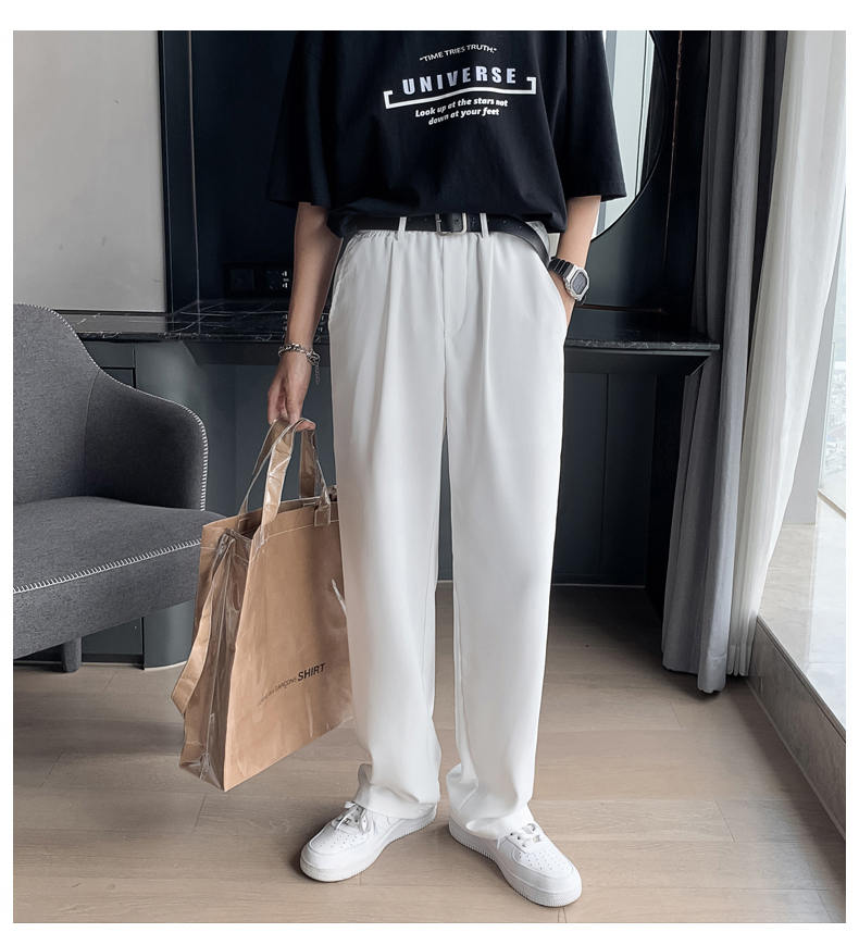 白パンツ ゆったりシルエット楽ちん美脚パンツ