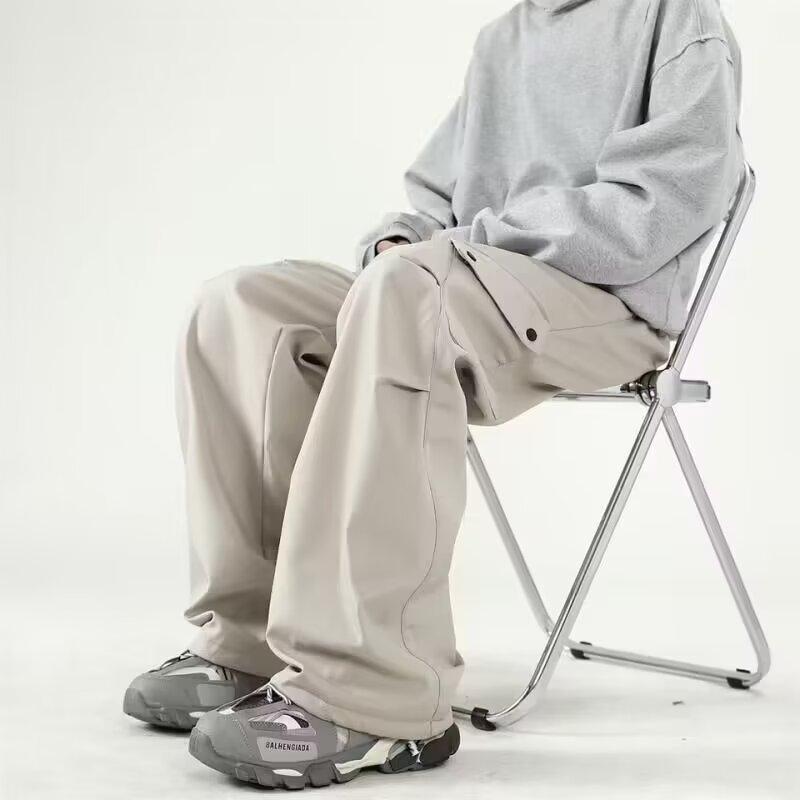 白パンツ スナップ開閉 ワイドパンツ