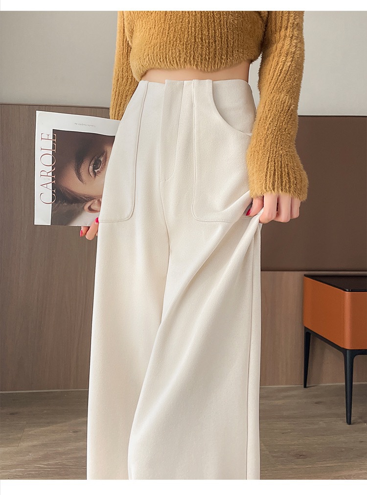白パンツ ウエストカバー ゆったりサイズ ワイドパンツ