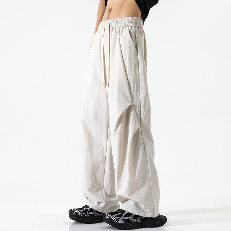 白パンツ 風合い麻調ワイドパンツ