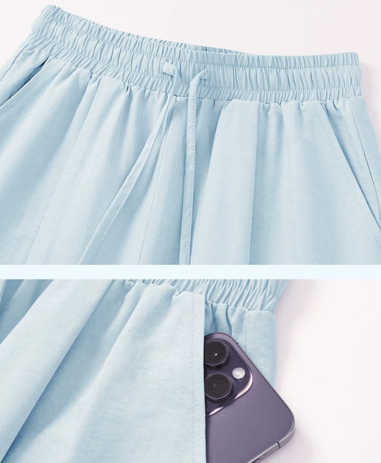 白パンツ なめらか麻混ゆったりパンツ
