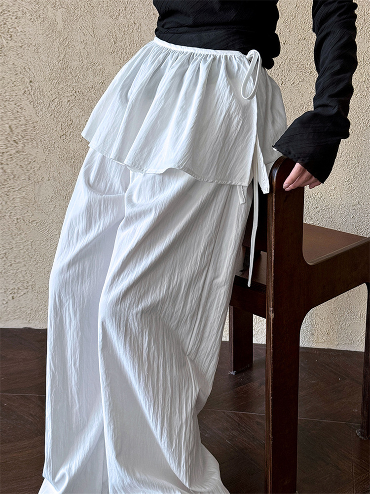 白パンツ 二点セット着回し自在ハイウエストワイドパンツ