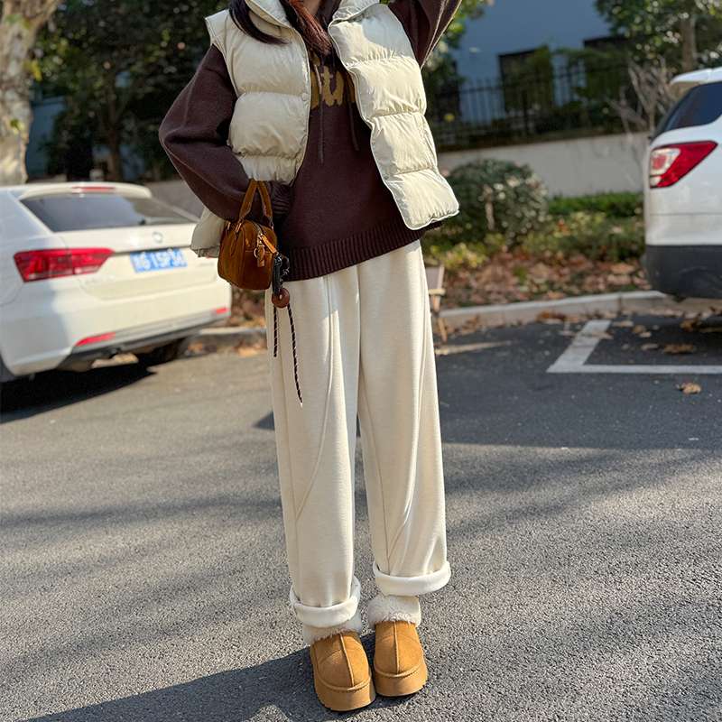 白パンツ デイリー ウエストゴム ワイドパンツ